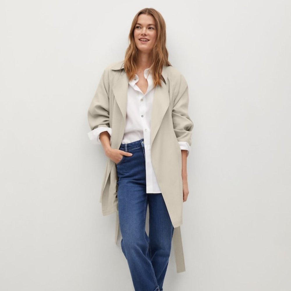 MANGO Short Flowy Trench Coat